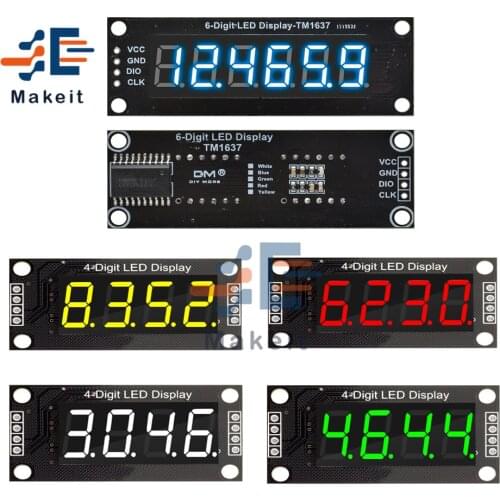 0.36 Inch 4 Bits 6-Digit LED Digital Display Tube Module 5V 7 Segments TM1637 0.36" Anode Tube Decimal Display Module FIve Color