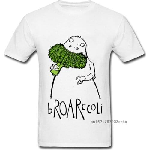 2018 Men T Shirt bROARccoli T-shirt Broccoli Tshirt Slim Fit Tees Funny Cartoon Clothes Cotton White Summer/Autumn Drop Shipping