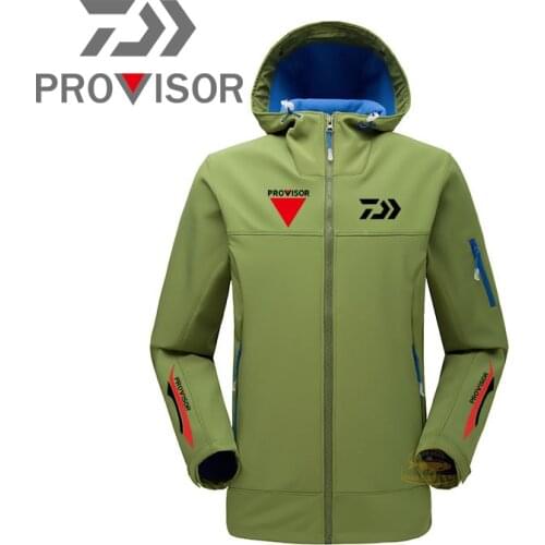 Daiwa Winter Outdoor Soft shell Men Waterproof Windproof Fleece Jackets Warm Quick dry Breathable Soft shell Camping Jacket