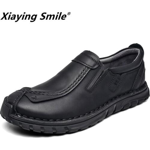 2020 Spring New Men Fashion Leather Work Shoes Lace Up Casual Shoes Genuine Leather Male Skate Shoe Low Shoes Zapatos De Hombre