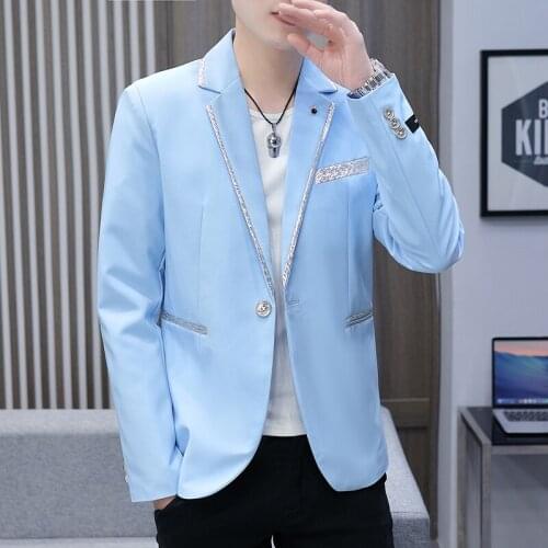 HOO 2021 Spring and Autumn Handsome Man Color Matching blazer Teen Trend Slim Trim Leisure blazer