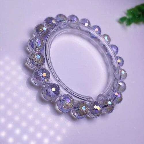 Natural White Crystal Bracelet Pulseras Armband 10mm Beads 128 Facets Handmade Jewelry Souvenir Gifts For Friends Unisex Style