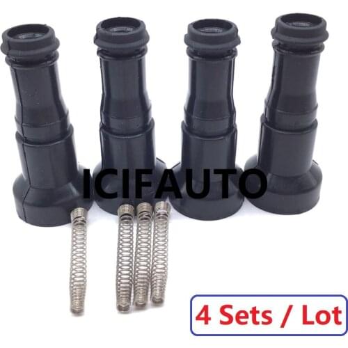 4 x Ignition Coil Repair Rubber Boot with Spring For 99-09 Saab 2.0L 2.3L L4 9167016 / 55561132 / 9197559 / 55559955 / 5C1762