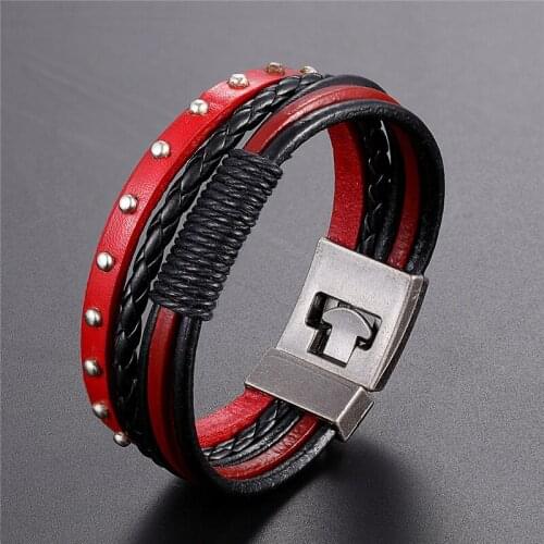 New Geometric Fashion Men Jewelry Leather Bracelets Ladies Vintage Colorful Rope Chain Jewelry Classic Male Bracelet For Gifts