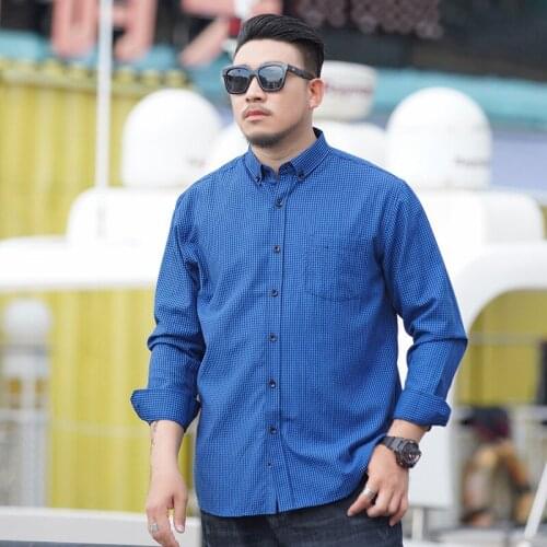 Oversized Formal Shirts For Men 150KG Long Sleeve Plaid Button Up Camisas Office Business Loose Casual Spring Autumn Blouse Ropa