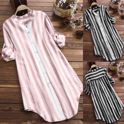 Spring summer autumn new women fashion casual sexy Plus Size Women Long Sleeve Cotton Linen Button Up Tunic Shirt