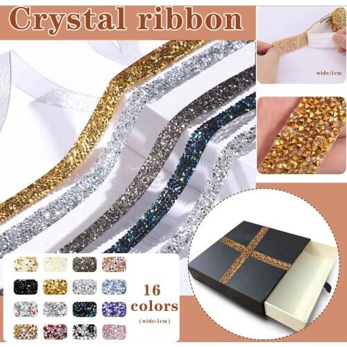 1 Yard Self-adhesive Diy Crafts Sewing Accessories Rhinestone Tape Flat Crystal Glass Stone Ribbon Clothes Garment Shoes Bag