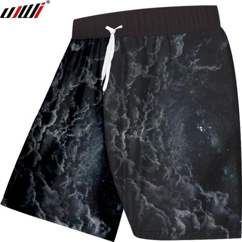 UJWI Summer Cool Print Nigh Space Cloud Shorts Mens Quick Dry Breathable Sweatpants Elastic Fitness Casual 3d Pattern Shorts