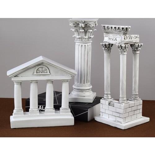 Nordic Greek Temple Parthenon Arc de Triomphe Roman column Sculpture Decor/Home Fairy Garden Fountain/Famous Buildings Figurines