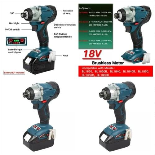 Replacement For Makitas XDT16Z 18V LXT Lithium-Ion Brushless Mode Driver without battery