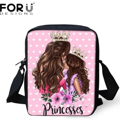 FORUDESIGNS Polyester Messenger Bags Super Mom Queen Printed Mini Crossbody Bag for Princess Girls Leisure Shoulder Bag Travel