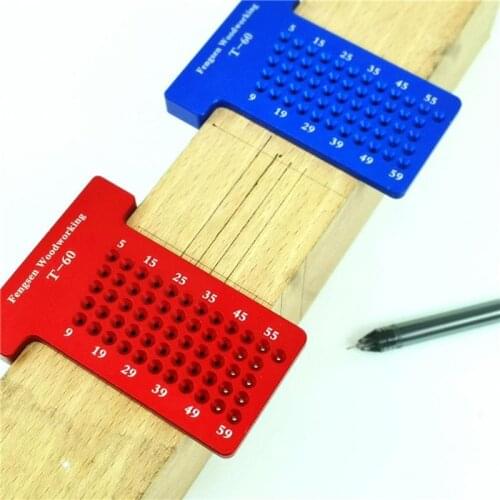 T60 T-type Ruler Hole Scribing Measuring Wood Gauge Woodworking Scriber Mark Line Gauge