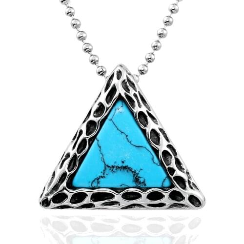 Triangle With Green Stone Fashion pendant Unisex Necklace 316L Stainless Steel chain jewelry for man gift