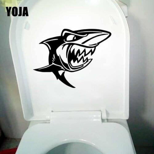 YOJA 24.4x17.4CM Great White Shark Cartoon Scary Jaws Fish Toilet Seat Decal Wall Sticker T5-0316