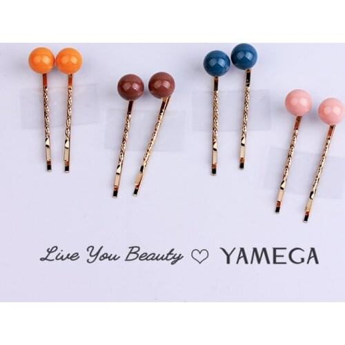 YAMEGA 2pcs Lot New Korean Pearl Hair Clip Metal Gold hairpins simple Head piece Hair Jewelry Accessories Hair Pins For Women