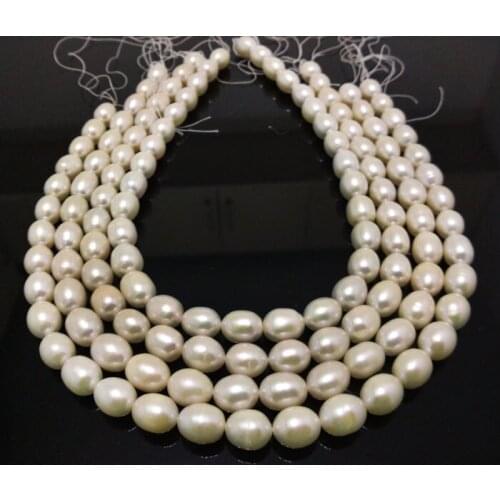 16 inches AA+ 10-11mm White Natural Cultured Freshwater Rice Pearl Loose Strand