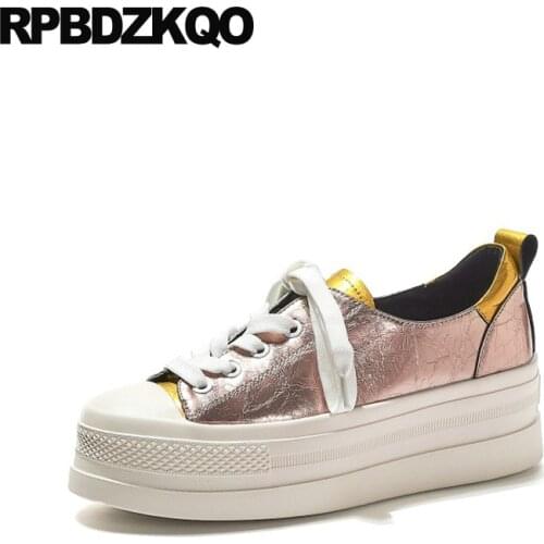 Footwear thick sole china creepers platform shoes pink muffin flats women brand genuine leather designer elevator lace up 2019