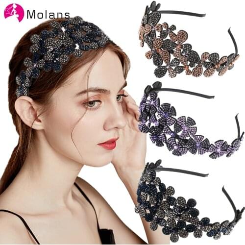 Molans 2020 Fashion Rhinestone Headbands for Women Girls Flower Hairbands Thin Bezel Hair Bands Hair Hoop Ties Hair Accessories