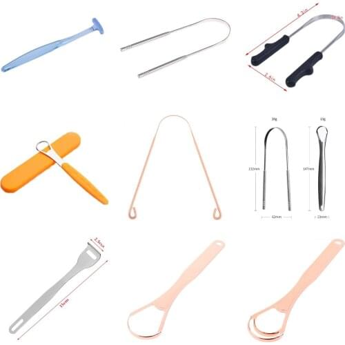 1PC Reusable Fresh Breath Maker Useful Tongue Scraper Stainless Steel Oral Tongue Cleaner Medical Mouth Brush
