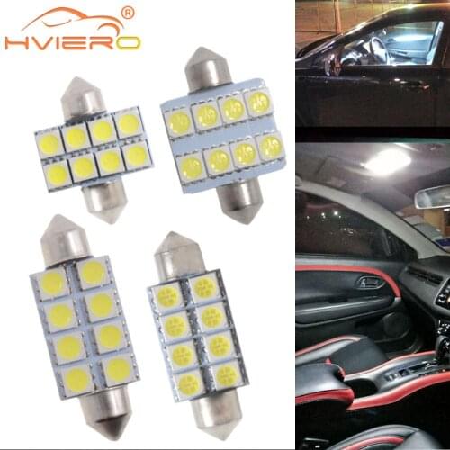 10X White 5050 8smd 31mm 36mm 39mm 41mm Car Auto C5w C10W Door Festoon Reading Dome Bulb Parking License Plate Led Trunk Lamp