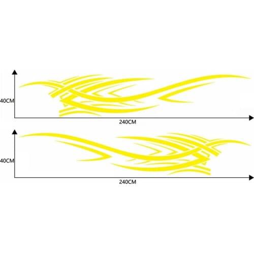 2 pcs Car Side Stickers Flame Pattern Waistline Stripe Sticker Racing Sports Decal Auto Vinyl Film Stickers Universal