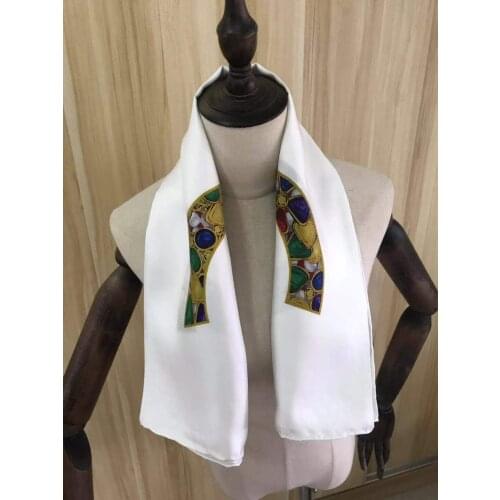 2021 new arrival winter spring classic white 100% pure silk scarf twill hand made roll 90*90 cm shawl wrap for women lady