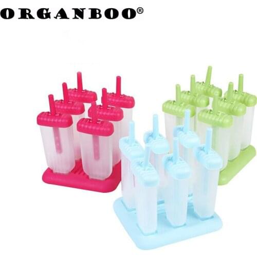 ORGANBOO 6Pcs/Set Ice Cream Popsicle Molds Reusable DIY Frozen Ice Cream Pop Make Mold Baking Cooking Tools Rectangle Shaped