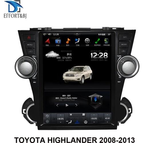 10.4 inch Tesla style Screen Car multimedia player Android 9.0 Car GPS Navigation For TOYOTA HIGHLANDER 2008-2013 Car radio