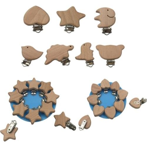 Natural Beech Wood Baby Pacifier Clips Dummy Clips DIY Pacifier Chain Accessory