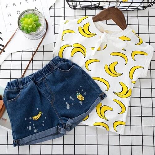 Children Clothing 2019 Summer Toddler Girls Clothes 2pcs Outfits 2-6Yrs Cute Print Girls Tracksuit Suit For Girls Clothing Sets