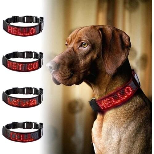 Flashing Adjustable Pet Collar Bluetooth Programmable Name Number Display Board Anti-Lost Dog Tag Sign Night Safety Collar