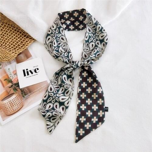 Yishine 2021 New Flower And Cross Printing Multi Way Use Luxury Hair Tie Handbag Wrap Woman Scarf