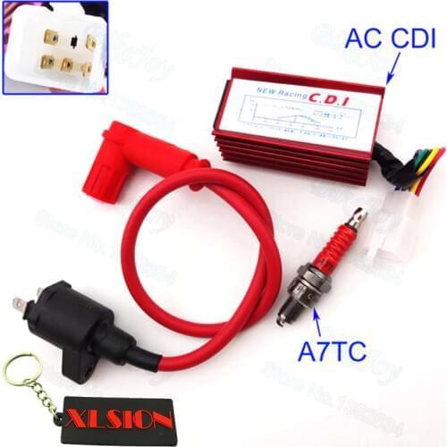 Racing Ignition Coil & 5 pin AC CDI & A7TC Spark Plug For 50 70 90cc 110cc 125cc 140cc 150cc 160cc Engine Pit Dirt Bike ATV Quad