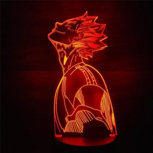 Haikyuu Bokuto 3D Night Lights Anime Figure Lampara Childrens Night Light LED Gifts Lamp Be Night Dorm Room Bedroom Decor Xmas