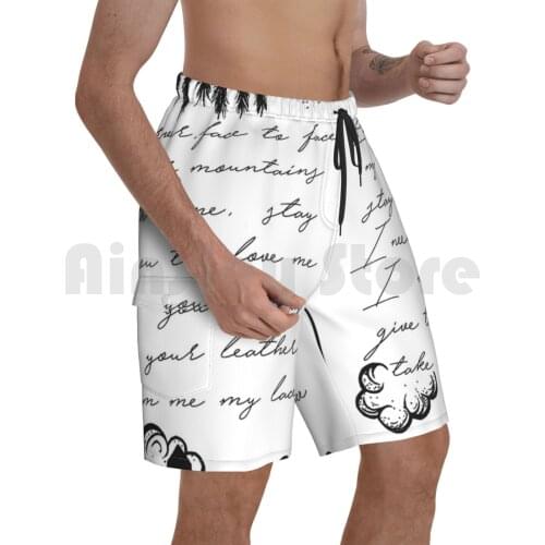 " Leather And Lace " ( White Edition ) Beach Shorts Men Beach Pants Swim Trunks Stevie Nicks Don Henley Leather Lace