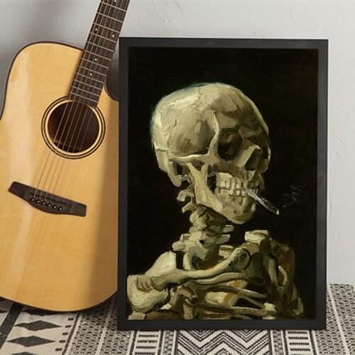 Vincent Van Gogh Skull with Cigarette Posters And Prints Canvas Painting Wall Pictures For Living Room Decoration Home Decor
