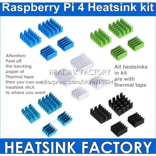 DIY Colorful Raspberry Pi 4 Heatsink Kit With Thermal Tape / Pad for Cooling for Raspberry Pi 4 Heat Dissipation