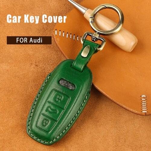 New Arrival Leather Car Key Cover Case Protector For Audi A6L A8L A6 A7 A8 Q8 E-tron C8 D5 2019 2020 Car Key Holder Accessories
