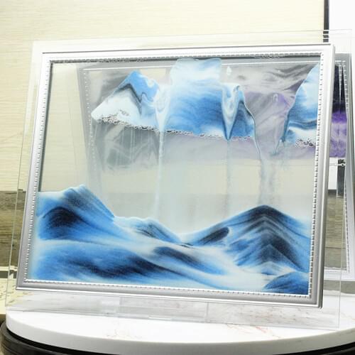 A Creative gifts glass handicraft Micro dynamic art landscape furnishing articles hourglass quicksand painting decoration