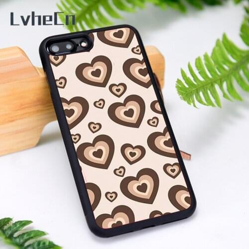LvheCn Silicone Rubber Phone Case Cover for iPhone 6 6S 7 8 Plus X XS XR 11 12 Mini Pro Max Chocolate Hearts