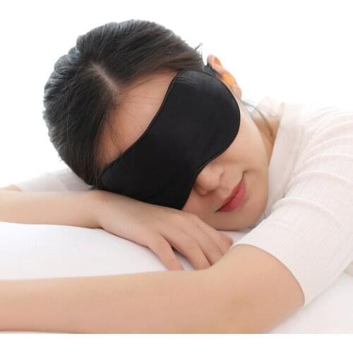 Pure Silk Sleep Mask Breathable Sleeping Eye Mask for Night Sleep Eyeshade Blindfolds Shield Light Goggles Black Eyepatch