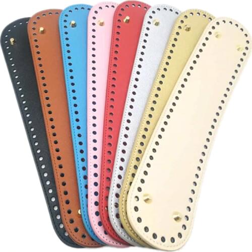 Fashion Oval Long Bottom for Knitted Bag PU leather Replacement Bag Accessories Handmade Bottom DIY Crochet Bag Bottom 32cm*7cm