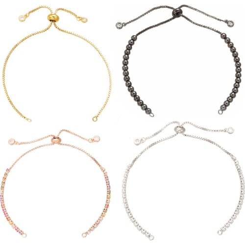 Womens Bracelet Adjustment Zircon Bracelet Copper Wrapped Bracelet Semi-finished Base Chain Silicone Positioning Wholesale