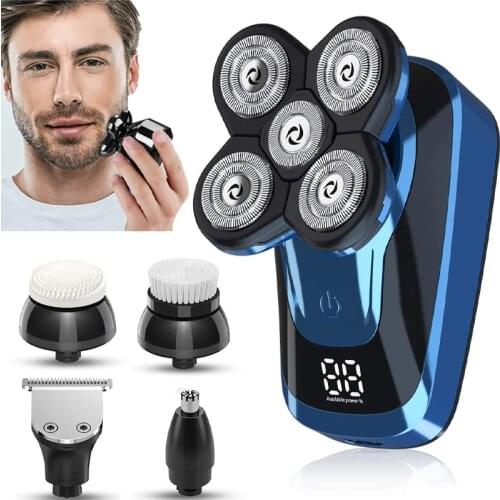 5 in 1 Bald Head Shaver for Men with Waterproof Technology,LCD Display and Fast Charging,Grooming Kit Head Shaver,Beard and Nose