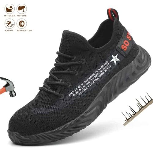 Mens Safety Shoes Anti-smash Anti-piercing Steel Toe Cap Work Boots Breathable Indestructible Non-Slip Comfortable Sneakers