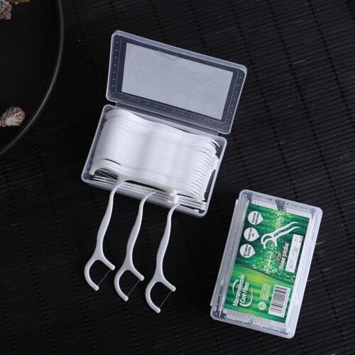 100pcs White Dental Floss Pick Tooth Cleaner Sticks Oral Hygiene Care Teeth Interdental Cleaning Flosser Toothpick Tool 7.5cm