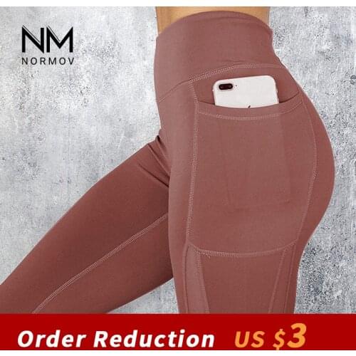 NORMOV Women Fitness Leggings High Waist Pocket Mesh Comfortable And Breathable Legging Workout Leggings Feminina Jeggings