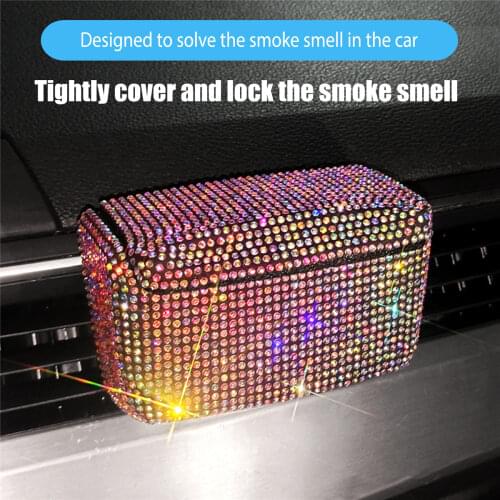 Car Cigarette Ashtray Air Outlet Ashtray Auto Car Cigarette Ashtray with Lid Blue LED Light Indicator Smokeless Ash for Car Cup