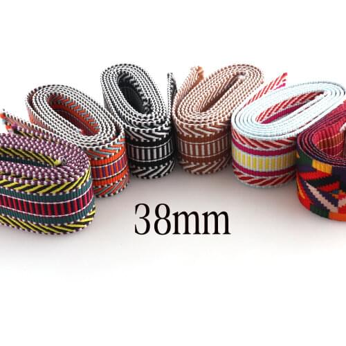 5 Yards 1 1/2" Striped Cotton Webbing Belt Webbing Polyester Webbing Lanyard Webbing Bag Purse Leash Supplies 38mm