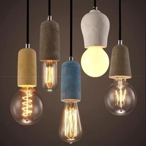 Industrial Retro Cement Pendant Light Kitchen Bathroom Dining Room Aisle LED Concrete Pendant Lamp E27 Edison Base Holder WF1014